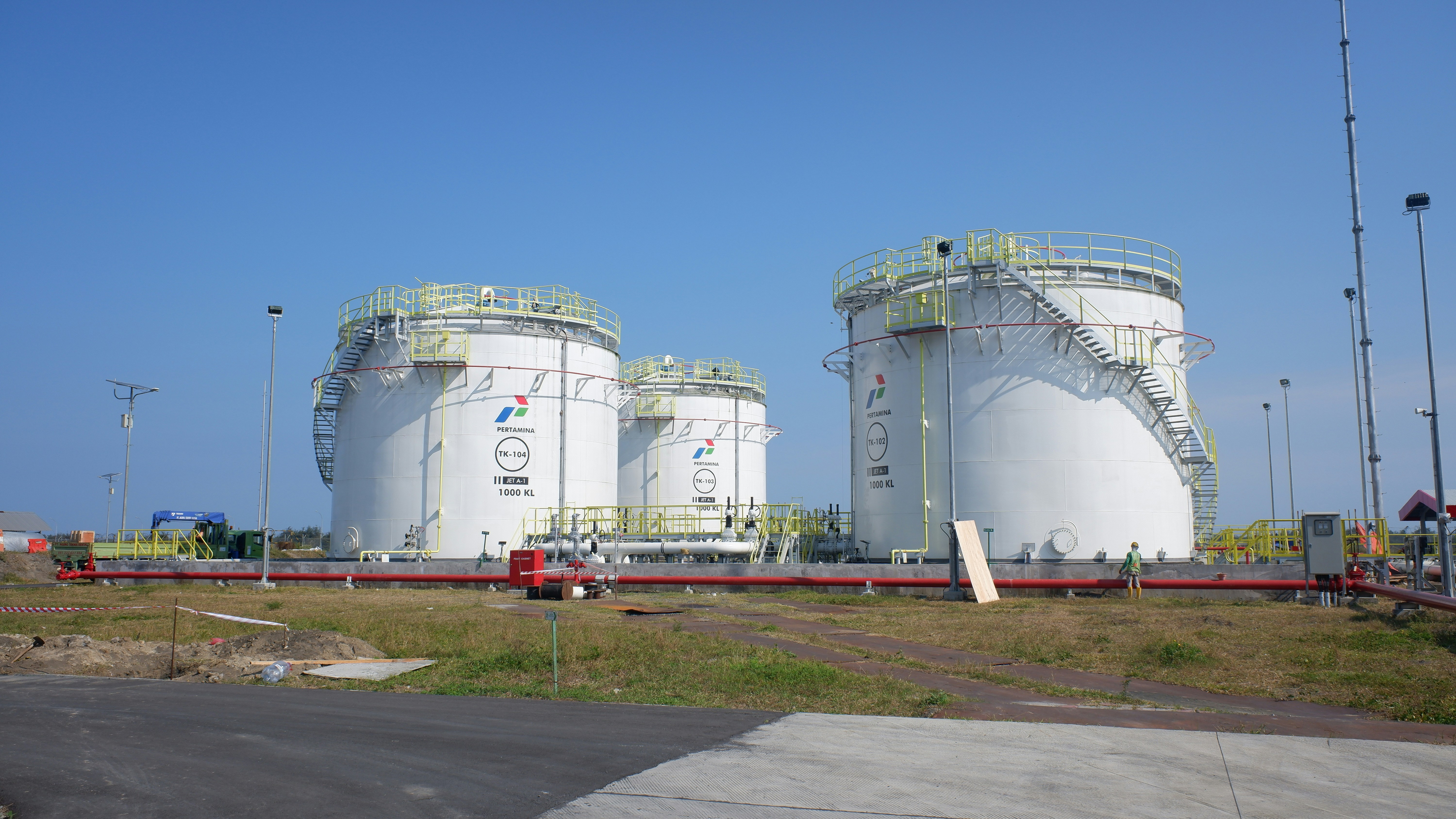 Fuel storage tanks at an industrial facility