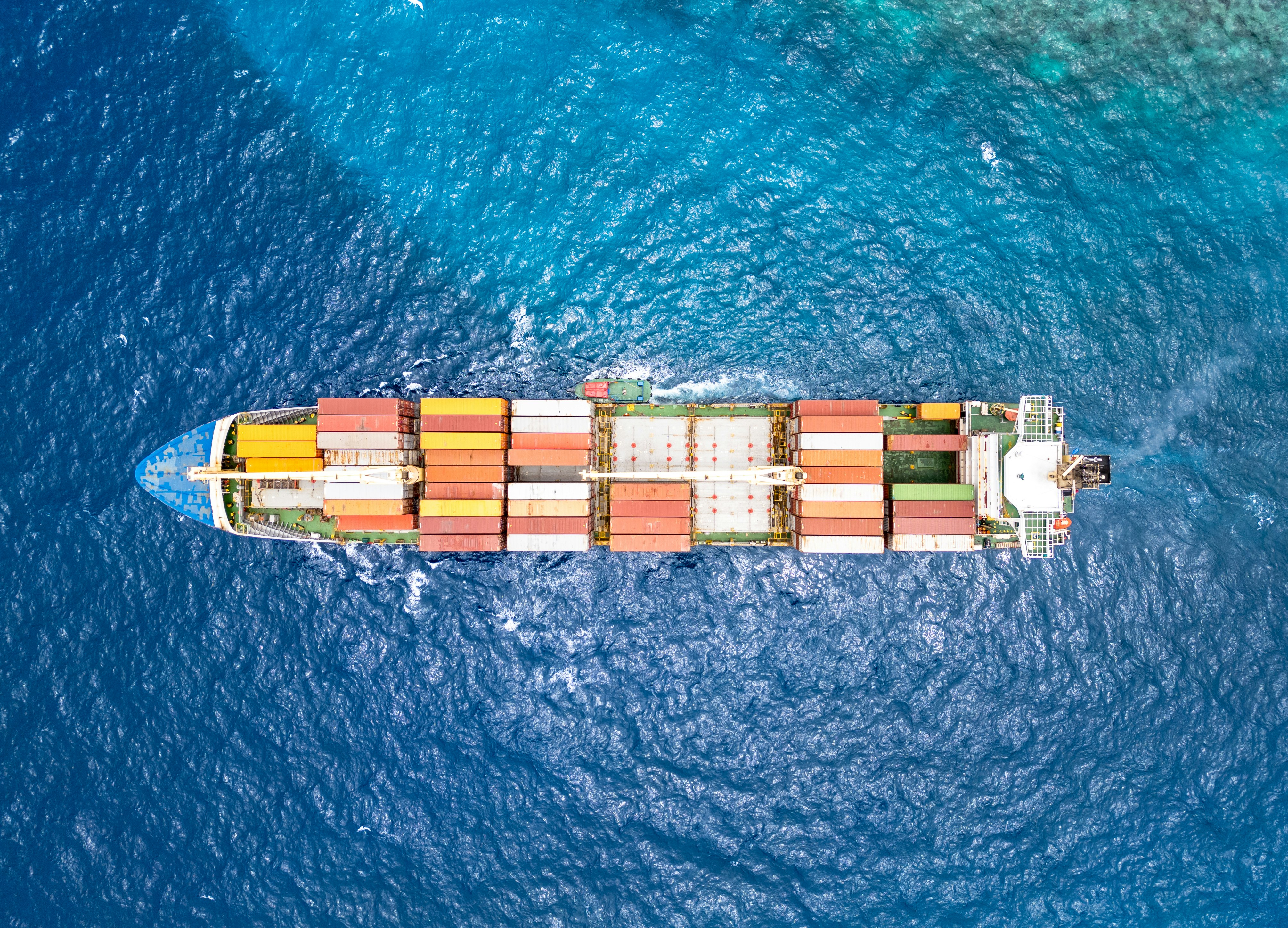 Container ship transporting global commodities